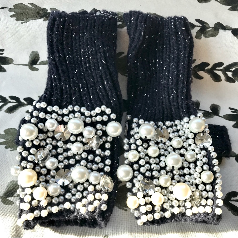 NWT Alex Max Bedazzled Fingerless Mittens/Gloves - Picture 2 of 7